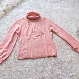 Pink Cashmere Turtleneck Sweater